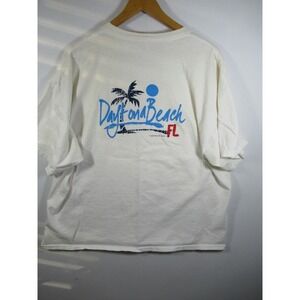 Vtg 90s Y2K Distressed Daytona Beach Florida T-shirt Men 2XL Single Stitch White
